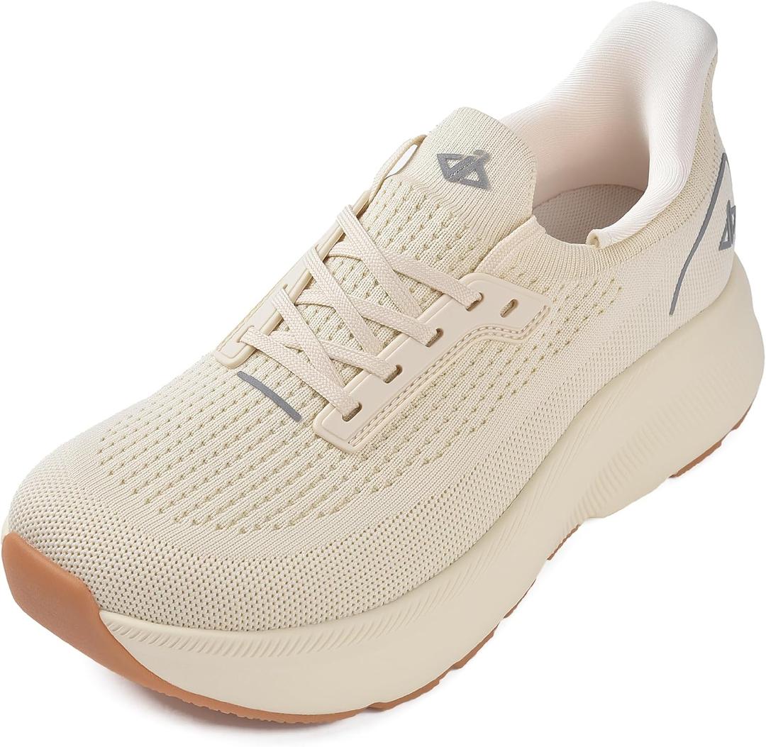 JACKSHIBO Women's Slip in Hands up Free Wide Toe Box Running Shoes Arch Support Cushion Walking Tennis Sneakers with Memory Foam Zero Drop Sole Size 7