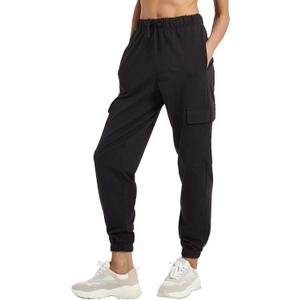 PULI Women's Loose Cargo Sweatpants Pockets Sporty Gym Athletic Fit Jogger Pants Yoga Lounge Trousers (Large, Black)