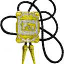 Moranse Bolo Tie with Western Cowboy Religion Cross Cowboy Style Genuine and Cowhide Rope (Gold)