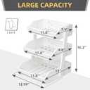 Bamboo 3 Tier Fruit Basket For Counter, Large Capacity Fruit Storage Countertop, Fruit Holder, Wooden Pantry Organizers and Storage, Kitchen Countertop Organizer With 2 Banana Hangers (White)