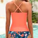 Yonique Tankini Swimsuits for Women Tummy Control Bathing Suits Two Piece Tankini Tops with Bikini Bottoms Twist Swimwear (Blue, M)