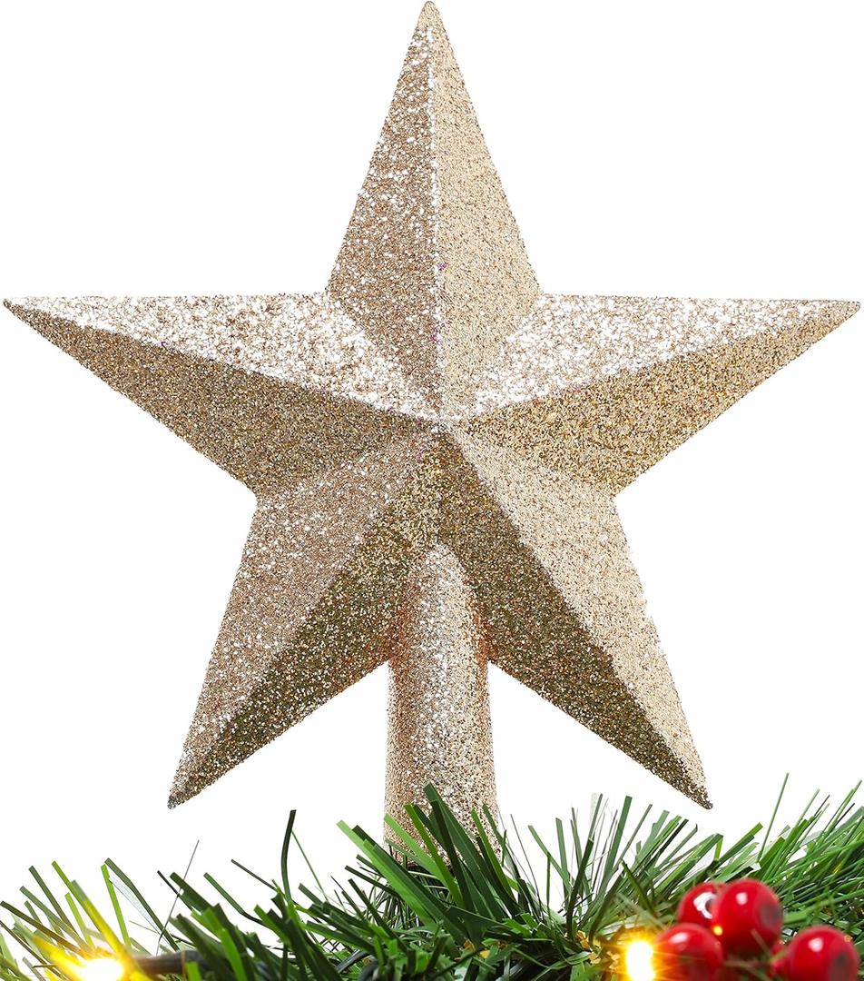 Christmas Concepts 20cm Glitter Tree Top Star Decoration  Christmas Tree Topper/Ornament (Champagne)