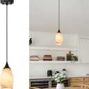 ANYLOVE Vintage Art Brown Stripe Pendant Lighting,1-Pack Hand Glass Hanging Light Fixture,Adjustable Cord for Kitchen,Hallway,Dining Room