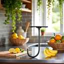 3 x Black Banana Hook Under Cabinet - Metal Banana Holder Hook, Foldable Under Cabinet Banana Hook | Folds Up with Magnets When Not in Use, Pre Drilled Holes and Strong Adhesive Tape Design(ZS450)
