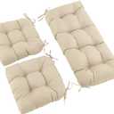 Wicker Chair Cushions of 3 Pieces, Waterproof Cushions for Patio Furniture, Tufted Wicker Outdoor Furniture Cushions, 1 Patio Loveseat Cushion and 2 U-Shaped Cushions, 44"x19"x5", Beige