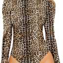 MANGOPOP Women's Mock Turtle Neck Long Sleeve Tops Bodysuit Jumpsuit, S