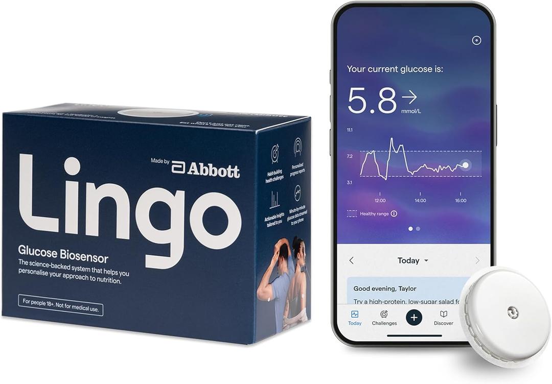 Lingo by Abbott|2-week CGM|Wearable Glucose Tracker|See your glucose response to food, exercise, sleep|Continuous Glucose Monitor & App to support your health goals|Works with iOS and Android| BBD 07/31/2026