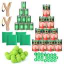 Teyva Daily 37 Pcs St. Patrick's Day Party Game Knockdown Can Set, 2 in 1 Bean Bag Toss and Slingshot Shooting Game with Metal Cans Bean Bags Slingshots Foam Balls for Family Gathering Carnival Party