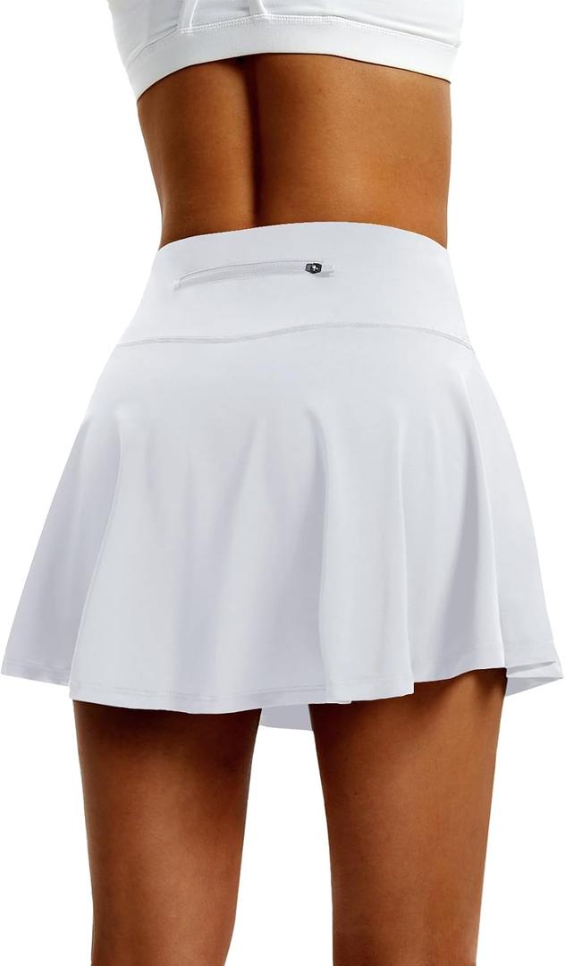 Women's High Waist Pleated Tennis Skirt with 4 Pockets Lightweight Athletic Golf Skorts Skirts for Running Workout (White, S)