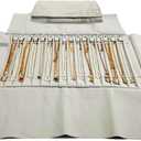 Portable Jewelry Roll Untangled Secure Necklace Travel Storage Bag Displays Holder 16 Chain (Beige)