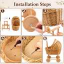 BruinBang 23.6 Inch Wicker Baby Carriage Handmade Wicker Stroller