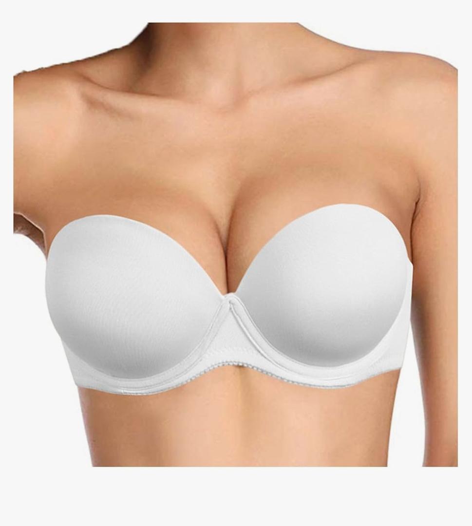 Plusexy Women's Push Up Strapless Bra Thick Padded Underwire Convertible Multiway Bras, Size 34D