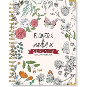 Adult Coloring Book for Women-Hardcover Spiral Bound Coloring Books for Adults Relaxation 8.5 * 11, 30 Flowers & Mandalas Pattern, Anxiety, Stress Relief & Relaxation Gifts for Women, 120GSM Paper