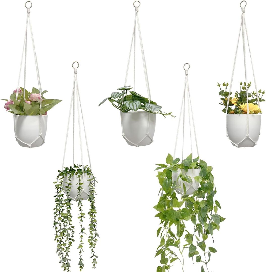 Macrame Plant Hanger 5 Pack Hanging Planters for Indoor Plants for Window,Ceiling Crochet Handmade Hanging Plant Holder Planter Hanging Baskets for Boho Home Decor Set