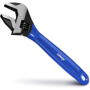 12 Inch Crescent Wrench Adjustable Wrench, with Cushion Grip, Large Adjustable Spanner Wide Jaw Black Oxide with Laser-etched Metric Scales, Cr-V Steel, for Workshop, Home, Garage