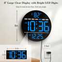 WallarGe Large Digital Wall Clock with LED Display, Electric Wall Clock with Temperature, Auto DST, Date, and Day, 5-Level Brightness for Office, Bedroom, Living Room, Classroom Dcor