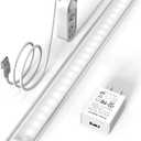 ASOKO Motion Sensor Dimmable Led Under Cabinet Lighting,12 inches Plug in Led Counter Light Bars, Cool White 6000K Light Bar for Kitchen/Closet/Wardrobe/Shelf/Desk/Display Case