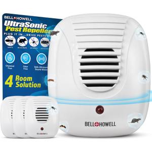 Bell+Howell Upgraded 2025 Ultrasonic Pest Repeller Indoor 4 Pk, Mice Repellent Indoor Home Kit, DIY Pest Control at Home, Plug in Spider Repellent, Rodent Repellent, Bug, Insect, Family & Pet Safe (4 Count (Pack of 1))