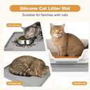 Meiliweser Cat Litter Mat, 24''x20'' Waterproof Silicone Litter Trapping Mat for Litter Box, Soft on Kitty Paws Non-Slip & Easy to Clean (Light Grey)
