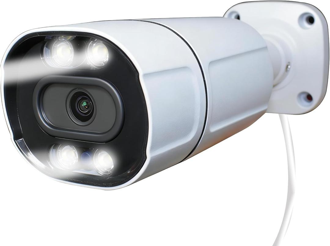 Sinis 4K 8MP Outdoor Security IP Bullet PoE Camera, AI Human Motion Detection, 100ft Dual Light Night Vision, Only Work with NVR, Weatherproof IP67, Wide Angle, Build in Mic