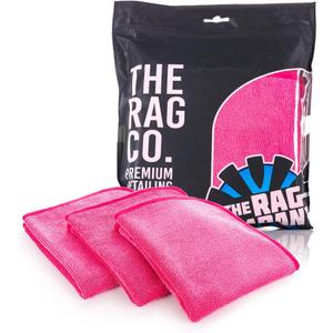 The Rag Company - Premium FTW Microfiber Cleaning Towels for Glass, Windows, Mirrors, Polished Surfaces - Streak-Free, Scratchless, 16" x16, Pink, 3-Pack