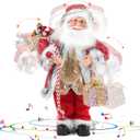 Gfilay 18 Inch Animated Plush Santa Figurine with Music and Movement, Collectible Red Sequin Coat Christmas Decoration, Singing Dancing Santa Claus Holiday Centerpiece Gift for Home or Store