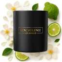 Benevolence LA Bergamot & Jasmine Scented Candle | Soy Candles, Black Candle for Home | Gifts for Women and Men | Home Fragrance | Aromatherapy | 8oz, 45 Hour Burn - Jasmine