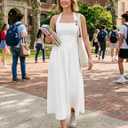 ZESICA Women's Summer Sleeveless Halter Midi Dress 2026 Off Shoulder High Waist Flowy Formal Wedding Guest Long Dresses (White, L)