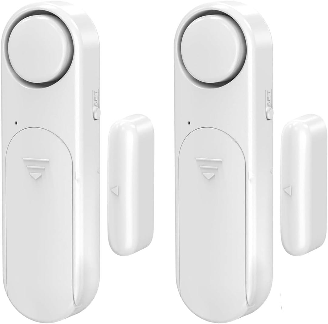 Window and Door Alarm When Opened (2 Pack) for Kids Safety/Home Security, Sliding Glass Front Door Opening Sensor Alarms for Dementia, 120dB Burglar Alert, Ideal for Business, Garage, Apartment, White