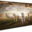 XXMWallArt FC1975 Canvas Wall Art Horse Picture Canvas Prints Modern Decor Wall Art Painting Canvas Prints Fine Art for Living Room Bedroom Kitchen Home and Office Drawing Room Wall Decor (60L" x 30W", Horses)