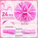 Yunsailing 24 Pack Cheerleading Pom Poms with Baton Handle 14.5 Inch Metallic Cheering Squad Pompoms for Team Sports Football Dance Cheering Adults (Pink and White)