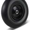 13''4.00-6 tire Wheelbarrow Tire Flat Free, 5/8" or 3/4" Bearing,1.75"- 6" Center Hub for Wheelbarrows Trolley Dolly Garden Wagon Cart Wheel Replacement (1 Pack)