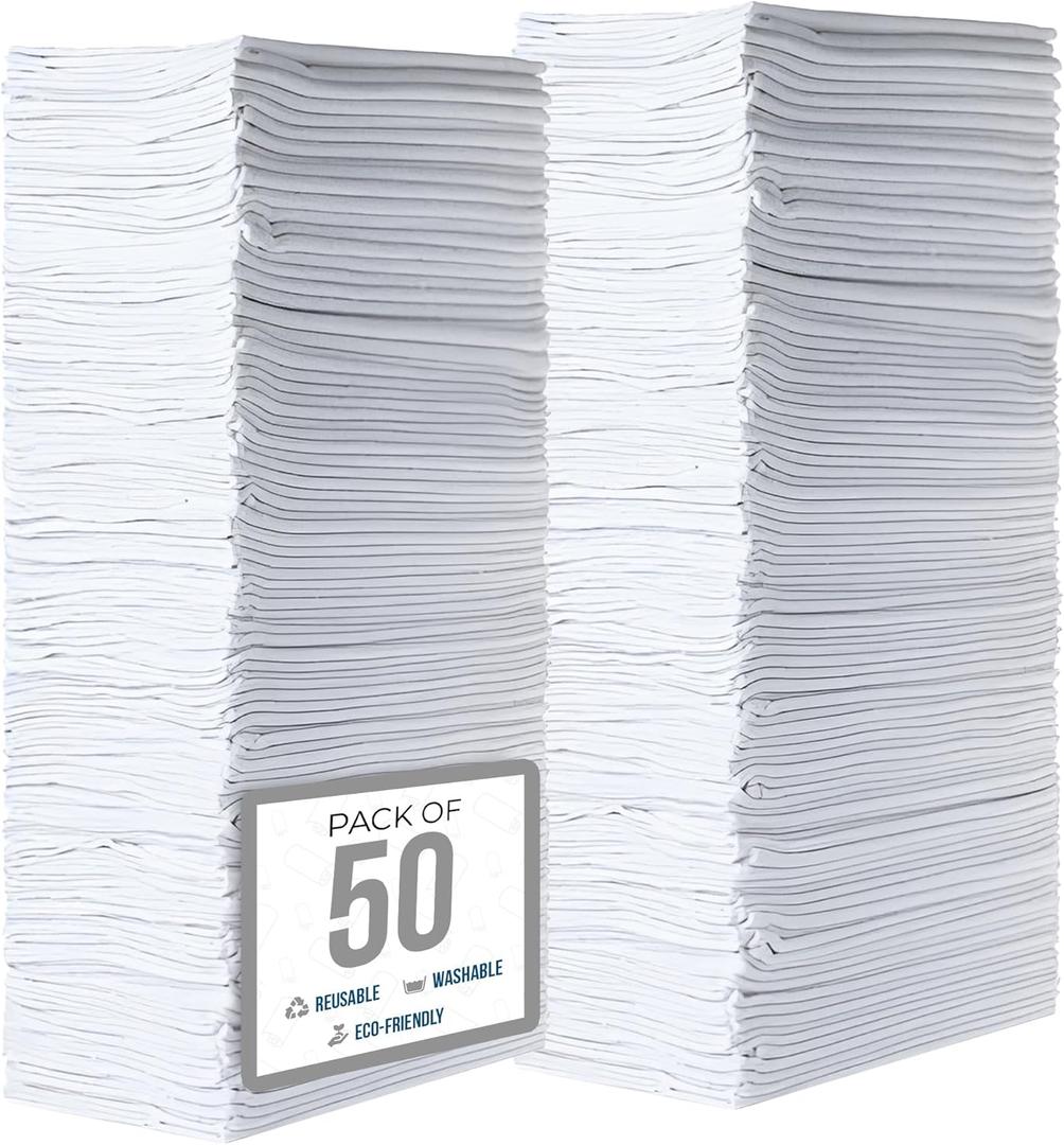 Simpli-Magic Premium Shop Towels 14x12, Commercial Grade White, 50 Pack