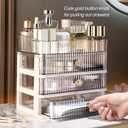 Clear Makeup Organizer with 3 Drawers, Bathroom Organizer and Storage, Ideal for Desk and Dresser Vanity Countertop, Great for Cosmetics, Skincare, Perfume,Toiletry