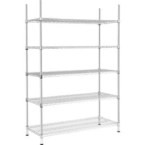 Land Guard 5 Tier Chrome Storage Racks and Shelving - 48" L x 20" W x 72" H Heavy Steel Material Pantry Shelves - Each Unit Loads 350 Pounds Wire Shelf, Suitable for Warehouses, Closets, Kitchens