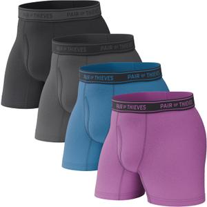 Pair of Thieves 4 Pack Mens Boxer Briefs - Soft, Stretchy, Moisture-Wicking Underwear for All-Day Comfort and Support (Assorted)