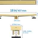 Linear Shower Drain with Tile Insert Panels 18 Inch Brushed Gold 304 Stainless Steel Rectangle Shower Floor Drainwith Hair Catcher, Adjustable Feet