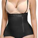 SHAPELLX Tummy Control Shapewear for Women Fajas Colombianas Body Shaper Side Zipper High Waisted Panties (6X-Large Black)
