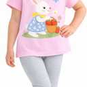 HILEELANG Toddler Little Girls Easter Spring Bunny Graphic Tee and Leggings Outfit Set, Size: 7 Years