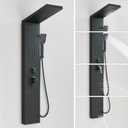 Black Shower Panel Modern Shower Tower System with Full Body Shower Jets System Handheld Spray Wall Mount Shower Panels Faucet