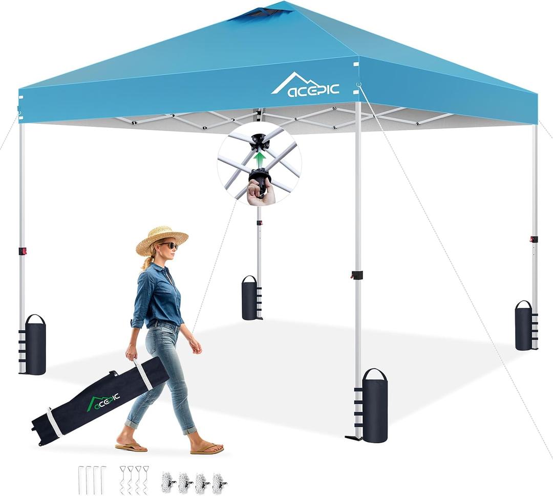 Acepic 10x10 Pop Up Canopy Tent，Serene Blue,10 * 10