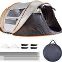5-8 Person Pop Up Tent  Instant Setup Family Camping Tent, Waterproof with 4 Mosquito Net Windows & Carry Bag for Hiking, Festivals (9.06x6.79ft, Khaki)