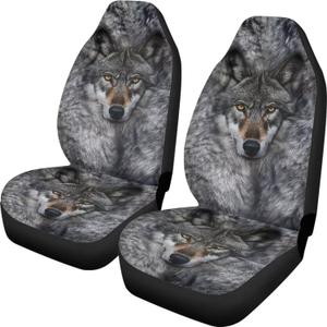 Talayituse Wolf Print Car Seat Covers Set of 2, Breathable Front Bucket Seats Protector Auto Interior Accessories Decor Universal for Truck SUV Van