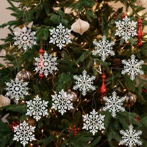 36 Pcs Snowflakes-Christmas Tree Decorations, Winter Crocheted Snowflake Bulk Silver White Hanging Ornaments Snowflake Ornament for Winter Decorations Tree Wall Holiday Party Woven Gift 3 Styles