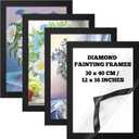 Unittype 4 Pack Diamond Painting Frames Magnetic Diamond Art Frames Self Adhesive for Painting Pictures Canvas Room Wall Window Door Decorations Accessories, Black(12 x 16 Inch/ 30 x 40 cm)