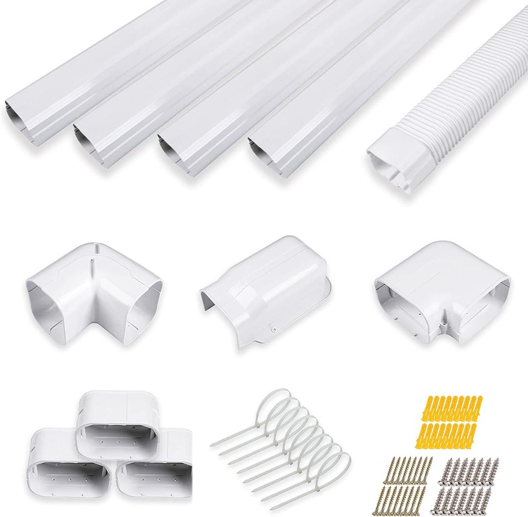 LyPrem 17Ft Mini Split Line Set Cover 5" PVC Line Cover Kit for Mini Split and Central Air Conditioner & Heat Pump(White)