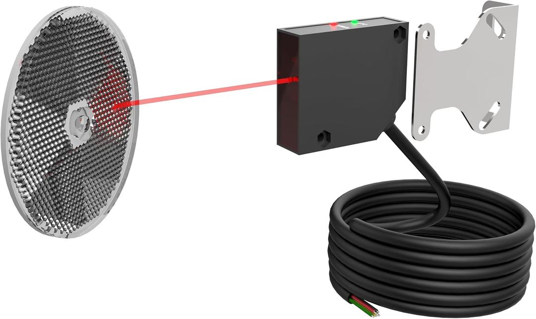 Bltezeit Retro-Reflective Photoelectric Sensor, 40ft Visible Red Beam Wall Mounted for Automatic Swing & Sliding Gate Openers Indoor/Outdoor, Compatible with Bltezeit Gate Motors (ME-R12M1)