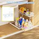 Zufudo 2 Pack Under Sink Organizers and Storage, 2 Tier Pull Out Cabinet Organizer, Metal Sliding Drawer Storage for Kitchen Bathroom, White
