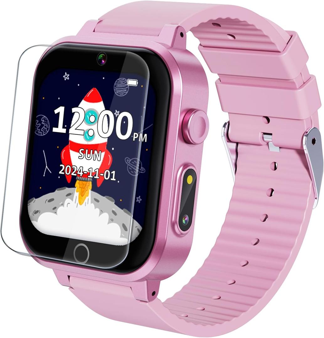 Eastonec Smart Watch for Kids with Dual Cameras Music Player Educational Birthday Gifts Toys for 6 7 8 9 10 11 12 Year Old Girls (Pink)