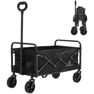 Collapsible Folding Wagon Cart,Lightweight Portable Heavy Duty Garden Cart with All Terrain Wheels,Portable Large Capacity Utility Wagon Cart for Camping Fishing Sports Shopping,Black
 15in x 2ft x 9in
